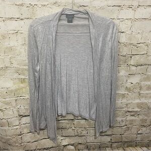 Ann Taylor Gray Glitter Long Sleeve Thin Open Front Cardigan Top